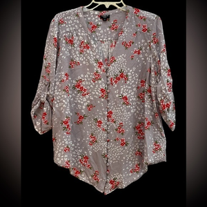 Torrid Harper Cottage Springs‎ Floral Tab Sleeve Top Size 00 Medium Large